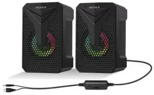 AOAS Ηχεία Υπολογιστή USB2.0 με RGB Φωτισμό 5W με βύσμα 3.5mm μαύρα