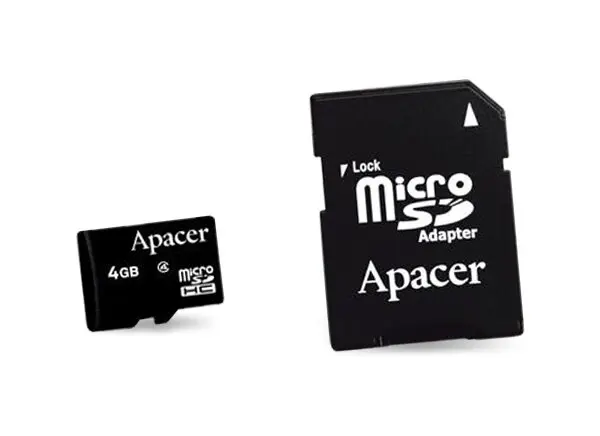 Apacer Micro SD Card 4GB HD Class 4 Retail with SD Adapter