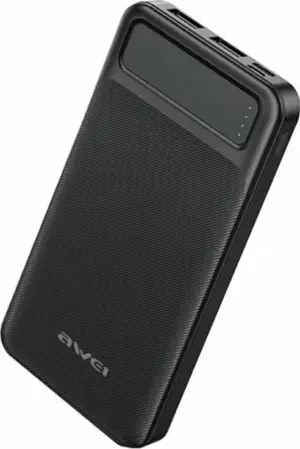 Awei Power Bank 10000mAh με 2 Θύρες USB-A Μαύρο