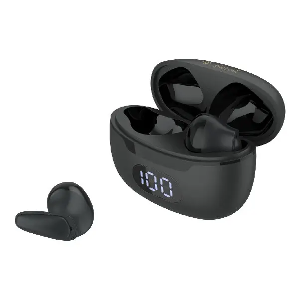 Celebrat Tws-w34-bk Ακουστικά Bluetooth Handsfree Με Θήκη Φόρτισης Μαύρα