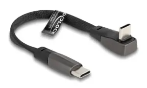 Delock Καλώδιο Usb-C 80750 60W Flat Γωνιακό 480Mbps 14Cm Μαύρο