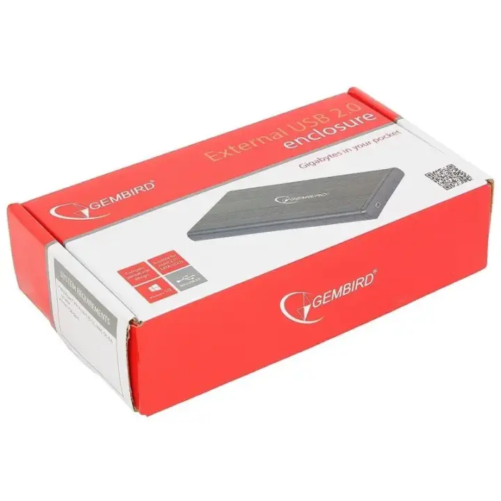Gembird External USB 2.0 enclosure for 2.5'' SATA HDDs mini-USB 5pin connector