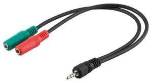 Goobay Αντάπτορας Ακουστικών 3.5mm AUX 4-pin σε 2x AUX 3-pin 0.3m Μαύρο