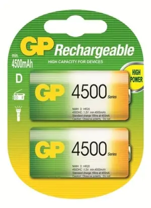 GP Πακ. 2 Επαναφ. D 4500 mAh NiMH