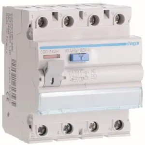 Hager Ρελε Διαρροης 4x40α 30ma Fh204ac400