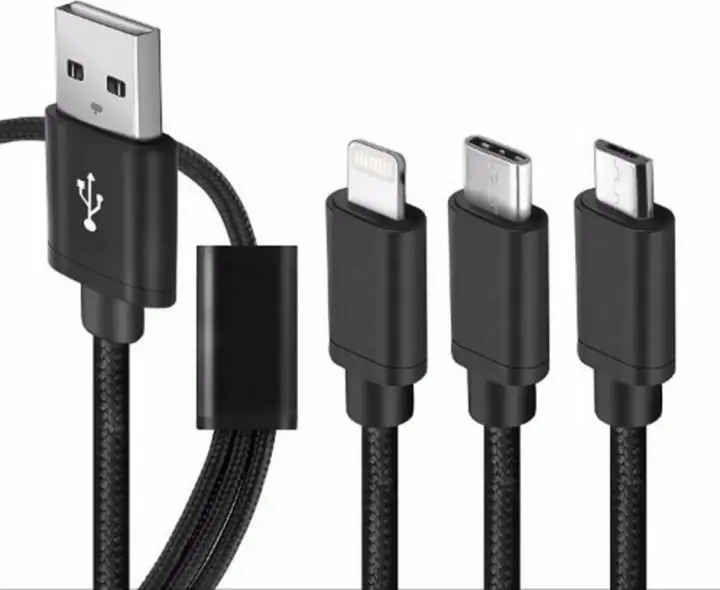 KLGO Καλώδιο Σχοινί 3σε1 High Speed Usb To Lightning Type-C Micro 1m