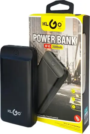 KLGO Power Bank 20000mAh με 2 Θύρες USB-A μαύρο