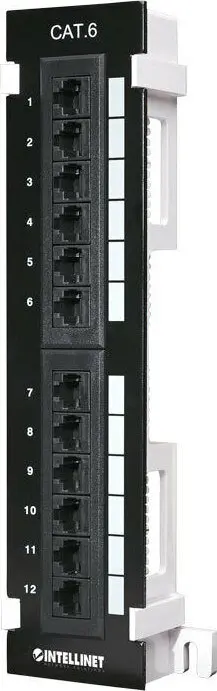 Manhattan Patch Panel για Rack 1U 12 Θυρών Cat6 UTP Επίτοιχο Μαύρο
