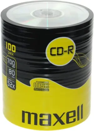 Maxell CD-R 52x Blank Discs 700MB Extra Protection 100 Disk Pack