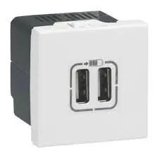 Mosaic Πριζα Φορτιστης 2 Usb 5v 1500ma 2 Στοιχειων Λευκη