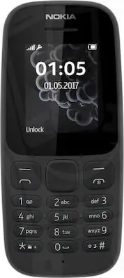 NOKIA 105 (2017) Dual Sim Black με Ελληνικό Μενού