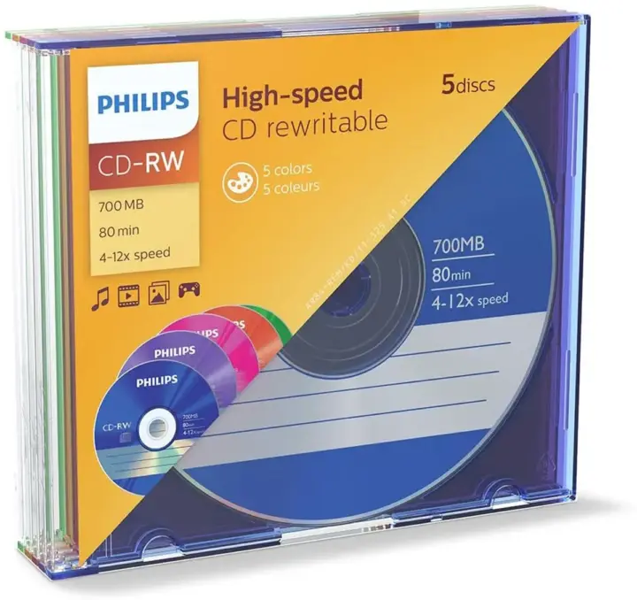 Philips CD-RW Slim Color 5τεμ.