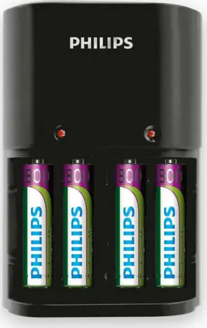 Philips Φορτιστής Μπαταριών AA & AΑΑ NiMH με 4x AAA Μαύρος