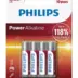 Philips Power Αλκαλικές Μπαταρίες LR03P4B/5 AAA LR03 1.5V 4τμχ