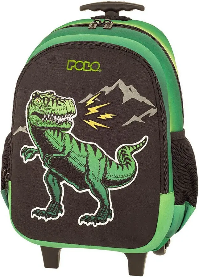 Polo Dinosaur Junior Frenzi Σχολική Τσάντα Τρόλεϊ Νηπιαγωγείο με Θήκη για Παγούρι 12lt 26x20x36εκ