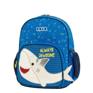Polo Junior Fizz Shark Σχολική Τσάντα Πλάτης Νηπιαγωγείου με Θήκη για Παγούρι 10lt