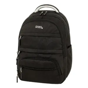 Polo Multi Pocket Σχολική Τσάντα Πλάτης με Θήκη για Παγούρι Μαύρη 26lt 31x22x44εκ.