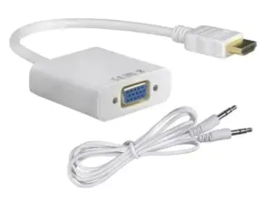 Powertech αντάπτορας HDMI σε VGA καλώδιο 3.5mm 0.20m λευκός