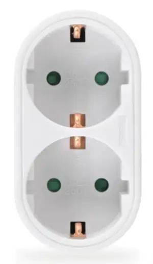 Powertech Αντάπτορας Ρεύματος 2X Schuko 250V 16A Λευκός