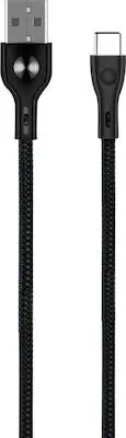 Powertech Braided USB 2.0 Cable USB-C male - USB-A male Μαύρο 1m
