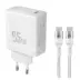 Powertech Φορτιστής Τοίχου με Καλώδιο USB-C 65W GaN Λευκός