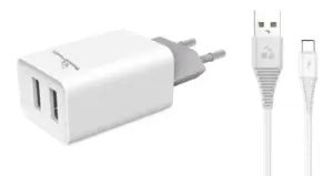 Powertech Φορτιστής τοίχου & καλώδιο USB Type-C 2x USB 2.1A
