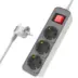 Powertech Πολύπριζο Ασφαλείας 3x schuko 16A 1.4m Λευκό - Γκρι