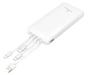 Powertech Powerbank με Καλώδια 10000mAh PD 20W & QC 18W Λευκό