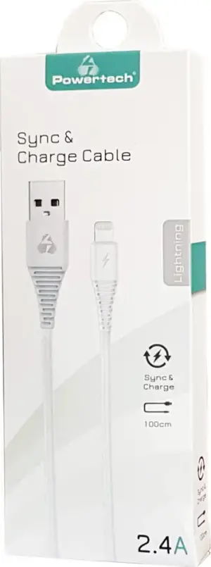 Powertech Regular USB to Lightning Cable Λευκό 1m