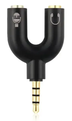 Powertech Splitter 3.5mm Headphone Mic Audio Y Splitter Cable Female to Dual Male Converter Adapter