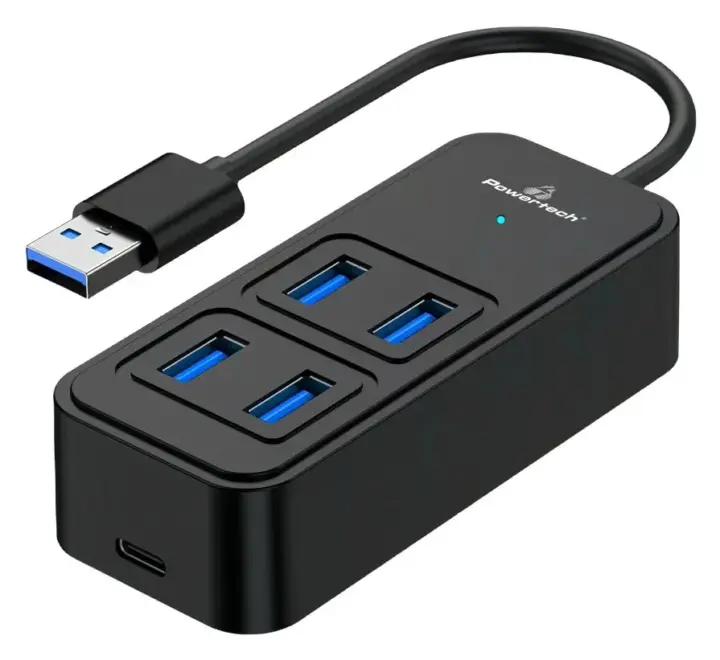 Powertech USB 3.2 Hub Ptr-0153 4x Θυρών 5Gbps USB Σύνδεση Μαύρο