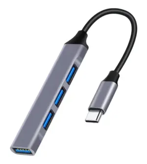 Powertech USB Hub PT-1113 4x Θυρών 5Gbps USB-C Σύνδεση Γκρί