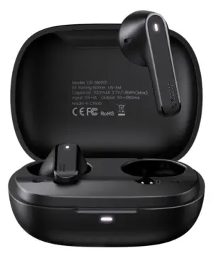 USAMS earbuds US-SM001 με θήκη φόρτισης True Wireless μαύρα