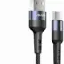 USAMS Καλώδιο Braided LED USB 2.0 USB-C male σε USB-A male U26 Fast Charging 3A 1m μαύρο