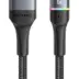 USAMS Καλώδιο Braided LED USB-C σε USB 66W 480Mbps Fast Charging 6A 1.2m Μαύρο