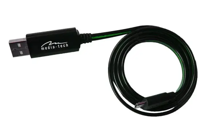 Usb A Σε Micro B 0.8m Led Media Tech Mt5105b Blue Flowing Led