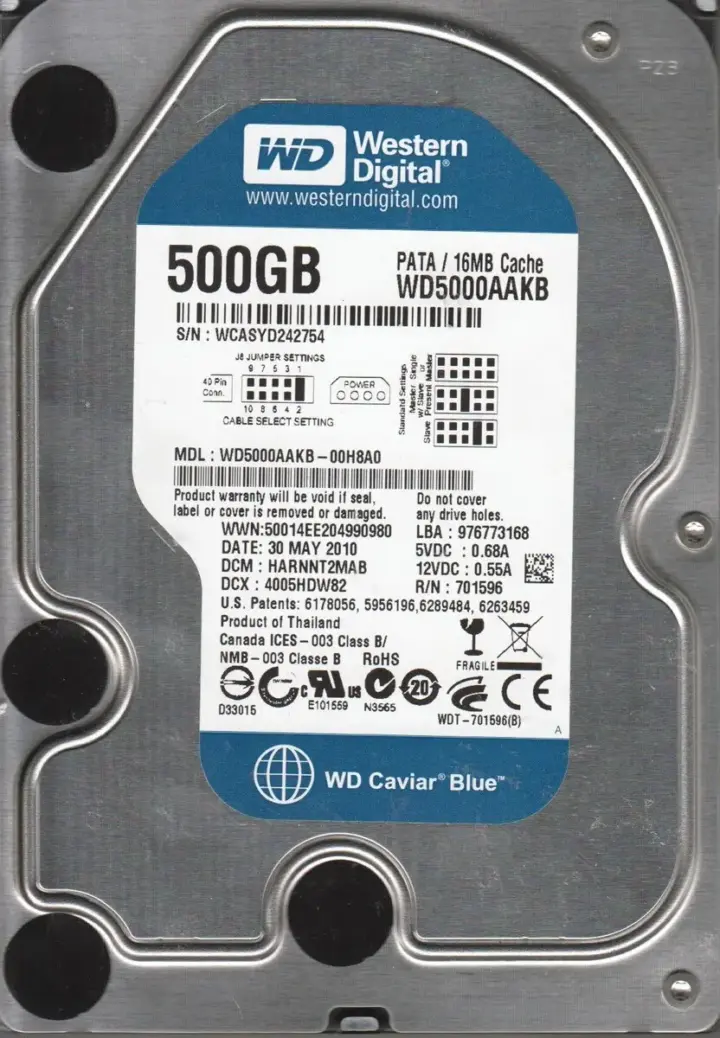 Western Digital HDD CAVIAR BLUE 500GB/8,9MS/3,5''/7200/U100/1