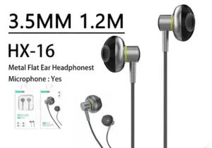 Xipin Metal Flat Ear Ενσύρματα Ακουστικά Ψείρες μαύρο-γκρι
